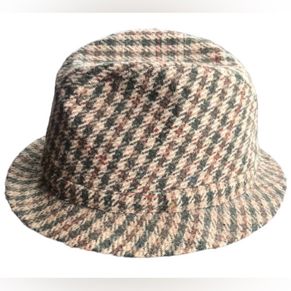 Wool Blend Tweed Bucket Hat in Beige Multi